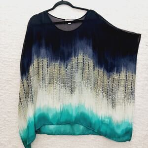 Kimono Swim Cover Up Abstract Dip Dye Art Teacher Chic Resort Boho Y2K Size L